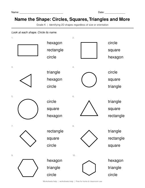 Preview of Name the Shape: Circles, Squares, Triangles and More worksheet