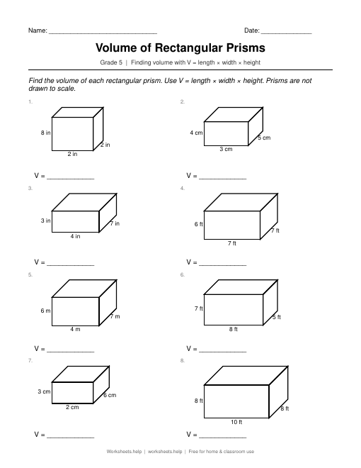 Preview of Volume of Rectangular Prisms worksheet